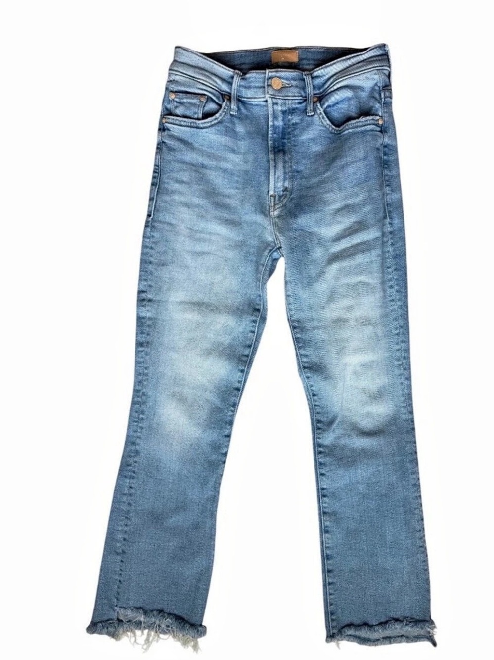 MOTHER The Insider Crop Step Fray Cropped Fray Hem Jeans Blue Waist 26